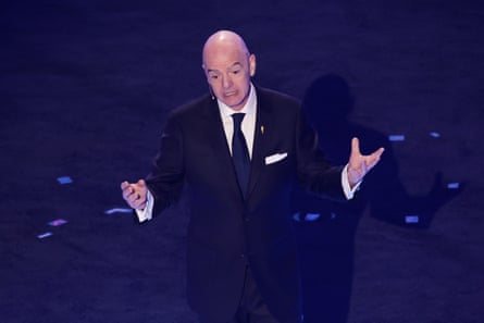 Gianni Infantino gesturing with arms spread wide