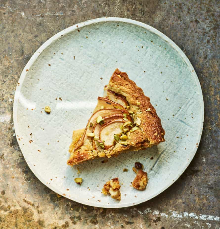 Anna Jones Pear, pistachio and cardamom tart