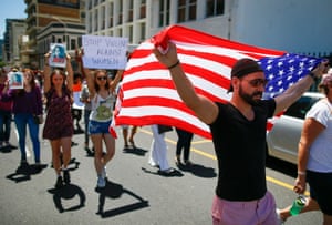 Protesters march to parliament in Cape Town, South Africa