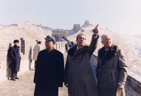 Richard Nixon and his secretary of state, William Rogers, touring the Great Wall of China during Nixon’s historic 1972 presidential visit.