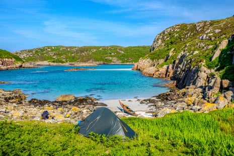 Wild camping on the coast of the Isle of Mull, Scotland
