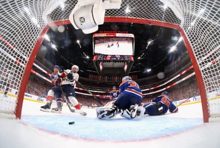 Brad Marchand of the Florida Panthers scores against Calvin Pickard of the Edmonton Oilers in the third period of Game 5.
