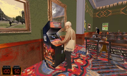Jeremy Corbyn jogando Thatcher's Techbase em um Wetherspoon's.