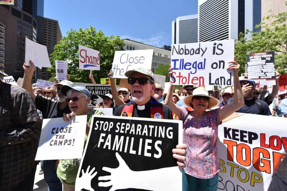Protestors in front of the Byron G Rogers Federal building. #CloseTheCamps United We Dream, American Friends Service Committee, and Families Belong Together led protests across the country at members of Congress’s offices to demand the closure of immigrant detention centers.