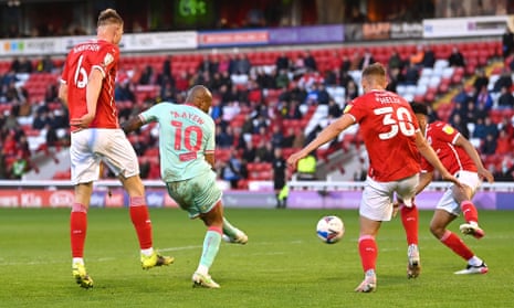 André Ayew scores for Swansea against Barnsley at Oakwell
