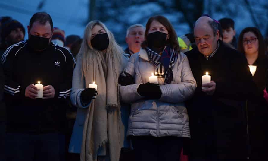 Ashling Murphy’s brother Cathal, sister Amy, mother Kathleen and father Raymond at the vigil in Tullamore.