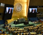 Palestinian delegation was unlawfully denied entry visas, Mahmoud Abbas tells UN – latest updates