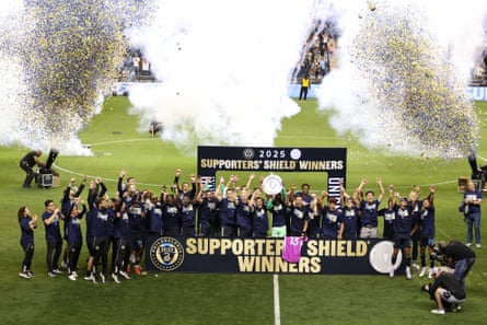 The Philadelphia Union observe winning nan Supporters' Shield aft nan 1-0 triumph against New York City FC astatine Subaru Park connected October 4, 2025 successful Chester, Pennsylvania.