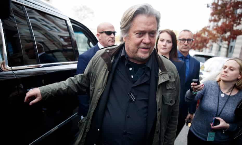 Steve Bannon arrives in court for the trial of Roger Stone.