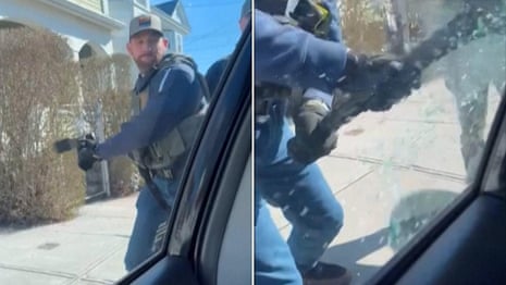 Video shows Ice agents smashing car window to detain asylum seeker | US immigration | The Guardian
