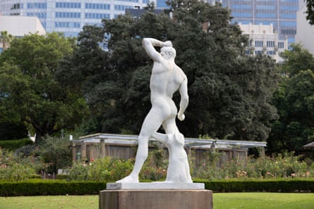A statue of a naked man