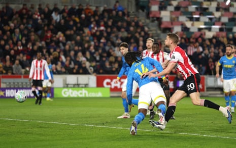 Wolverhampton Wanderers' Tolu Arokodare scores their second goal.
