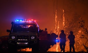 Firefighters battle flames near Mangrove Mountain north of Sydney