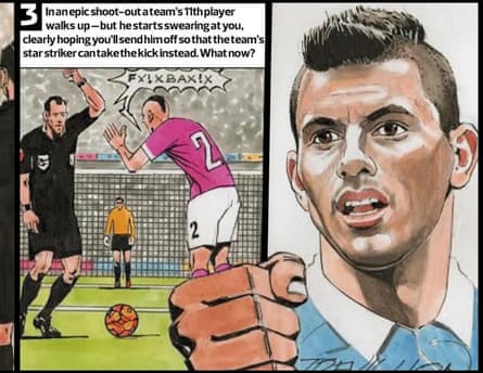 Detail from a 2016 You Are the Ref strip featuring Sergio Agüero