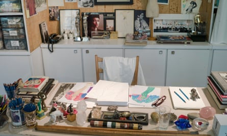 Desk and utensils used by Yves Saint Laurent.