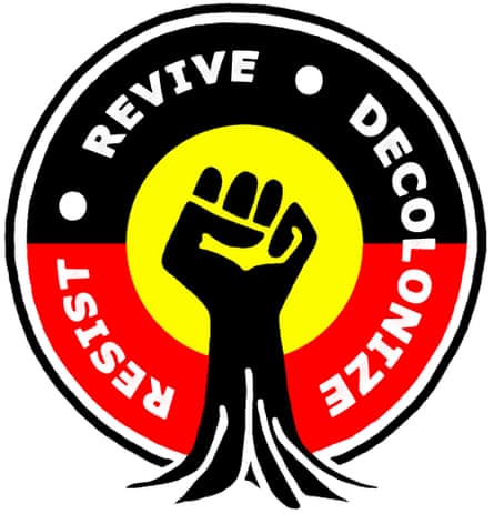 resist-revivie-decolonize logo for Australian Aboriginal sovereignty