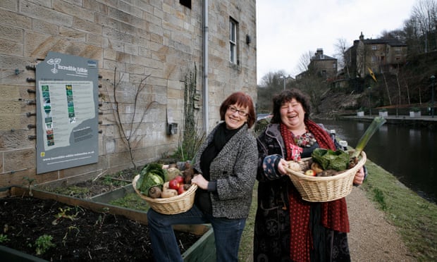Pam Warhurst, left, and Mary Clear in Todmorden, 2012.