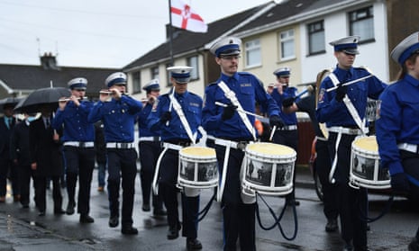 Members of the Sir Robert Bateson Memorial Society marching band parade in Lisburn