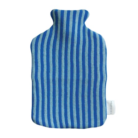 Blue striped hot water bottle cover