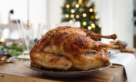 Roast turkey on a beautiful Christmas table