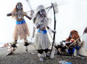 Dancers in the traditional warrior island dress