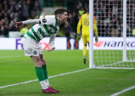 Celtic’s Ryan Christie celebrates scoring their second goal.