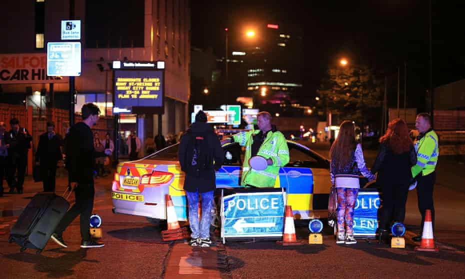 Emergency services on the street after Manchester Arena attack in May