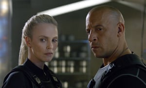 Charlize Theron, left, and Vin Diesel in The Fate of the Furious – aka Fast & Furious 8.