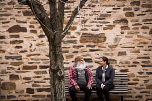 Ngarrindjeri man Major Sumner (mogi) and Anna Russo, the Aboriginal heritage manager.