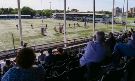 Fans watch the Championship match between London Broncos and Dewsbury Rams in Ealing. The capital club move to Wimbledon next season in yet another relocation.