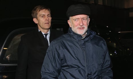 Jeremy Corbyn, right, and Seumas Milne arrive at a Stop the War fundraising dinner in 2015.