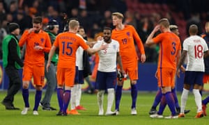 England’s Danny Rose and Netherlands’ Donny van de Beek after the match.