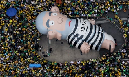 Pixuleco, an inflatable doll depicting Lula, is seen during São Paulo protests calling for President Rousseff’s impeachment.