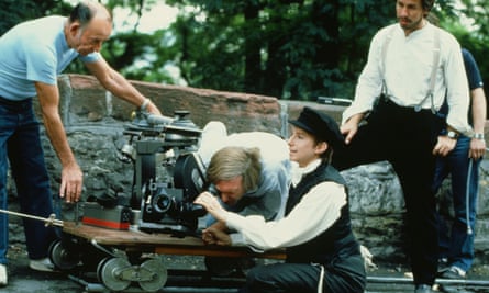 Barbra Streisand behind the scenes of Yentl.