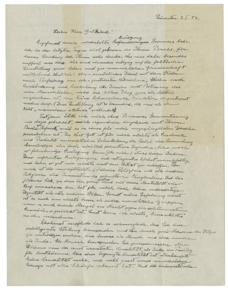 The first page of Albert Einstein’s ‘God Letter’, dated 3 January 1954.