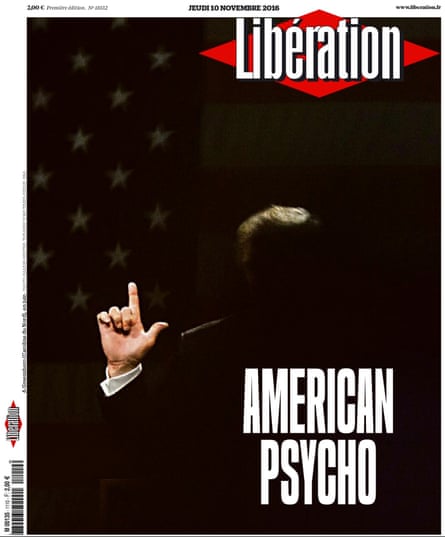Trump’s outline, his face and body in darkness, with the strapline American Psycho.