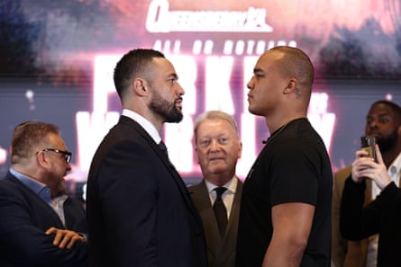 Joseph Parker (left) and Fabio Wardley face off during a press conference