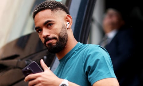 Matheus Cunha alights from the Wolves team coach ahead of his team’s match against Manchester City at Molineux.