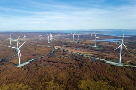 Wind turbines.