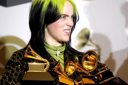 Billie Eilish at the 2020 Grammy awards.
