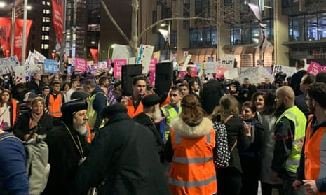 Anti-abortion protesters in Martin Place on Tuesday night.