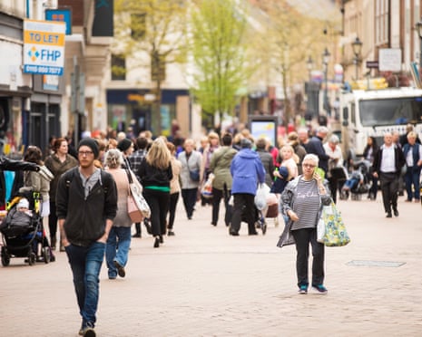 Shoppers in Mansfield town centre.