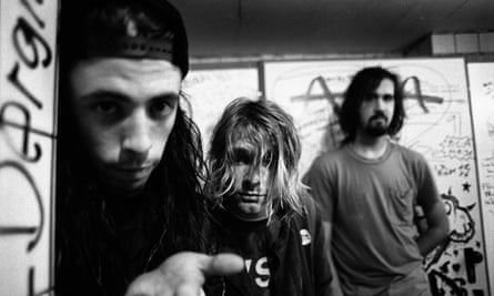 Grohl, Kurt Cobain and Krist Novoselic of Nirvana in Frankfurt in 1991.