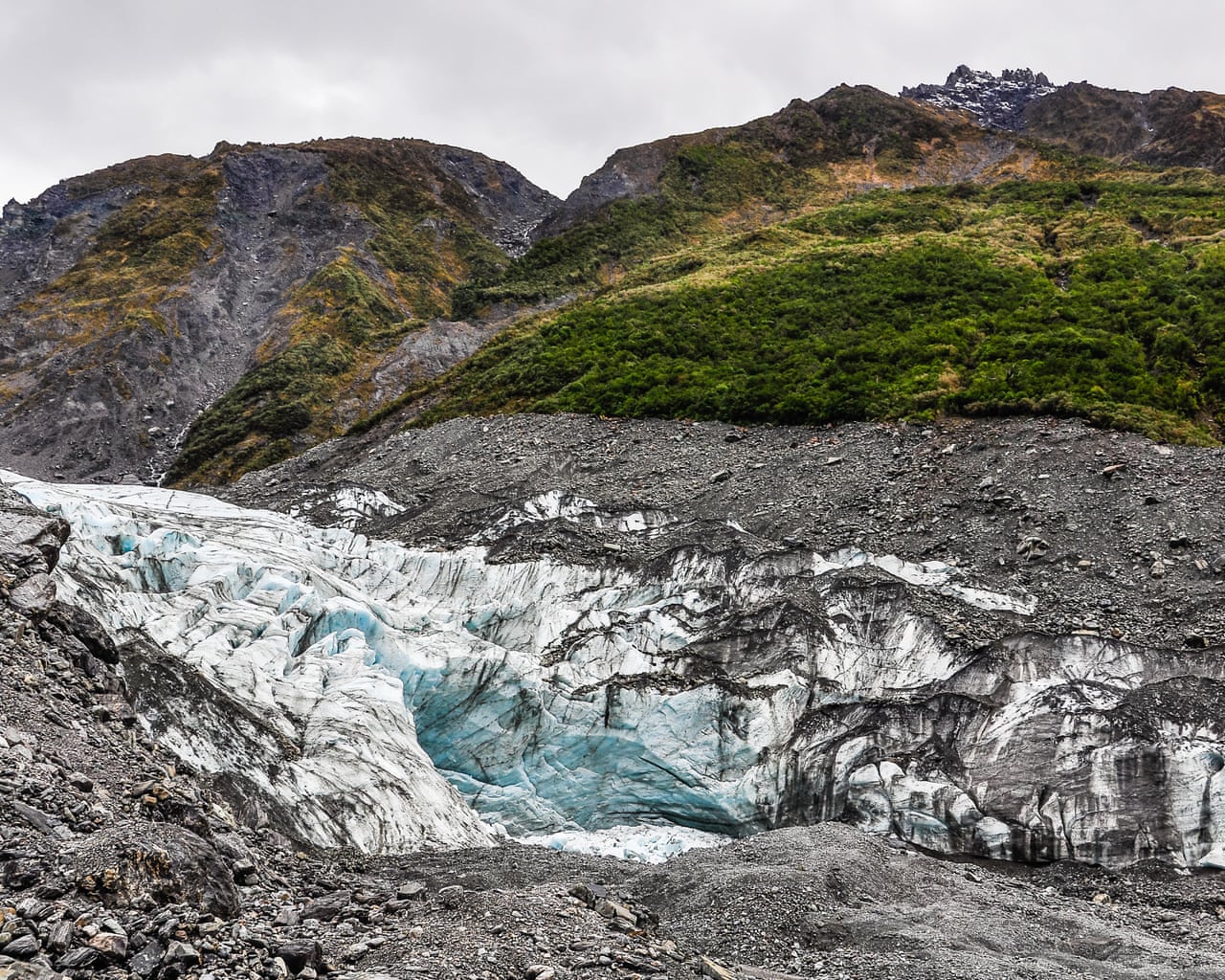 The view of Fox Glacier in winter in New Zealand.