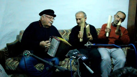 Circassian musicians Yashar Khatkho, Memet Achezh and Nikhat Pasht in 2017.