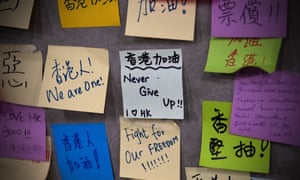 Protest messages Legislative Council building in Hong Kong