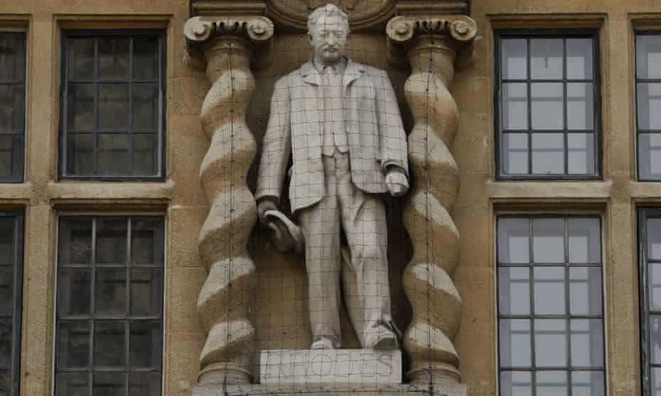 The statue of Cecil Rhodes at Oriel College.