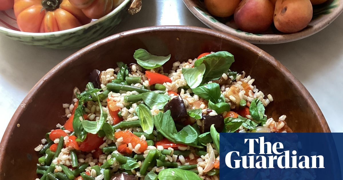 Rachel Roddy's recipe for roast summer vegetable, herb and pearl barley salad | A kitchen in Rome