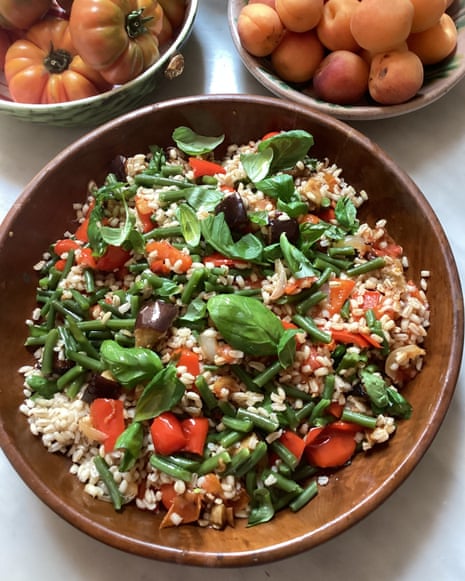 Rachel Roddy's recipe for roast summer vegetable, herb and pearl