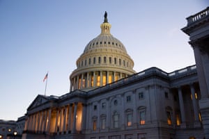 The US Capitol is seen at sunset in Washington.